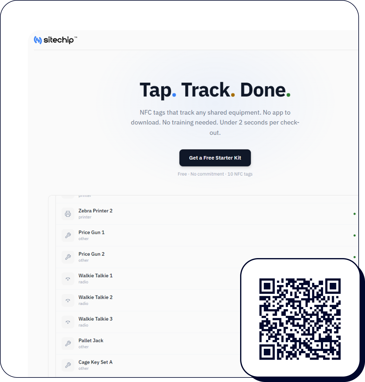 SiteChip — Tap. Track. Done.